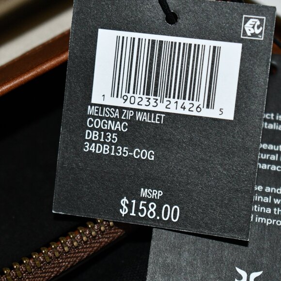 Frye Melissa Leather Zip Wallet in Cognac #DB135 NWT - Picture 2 of 5